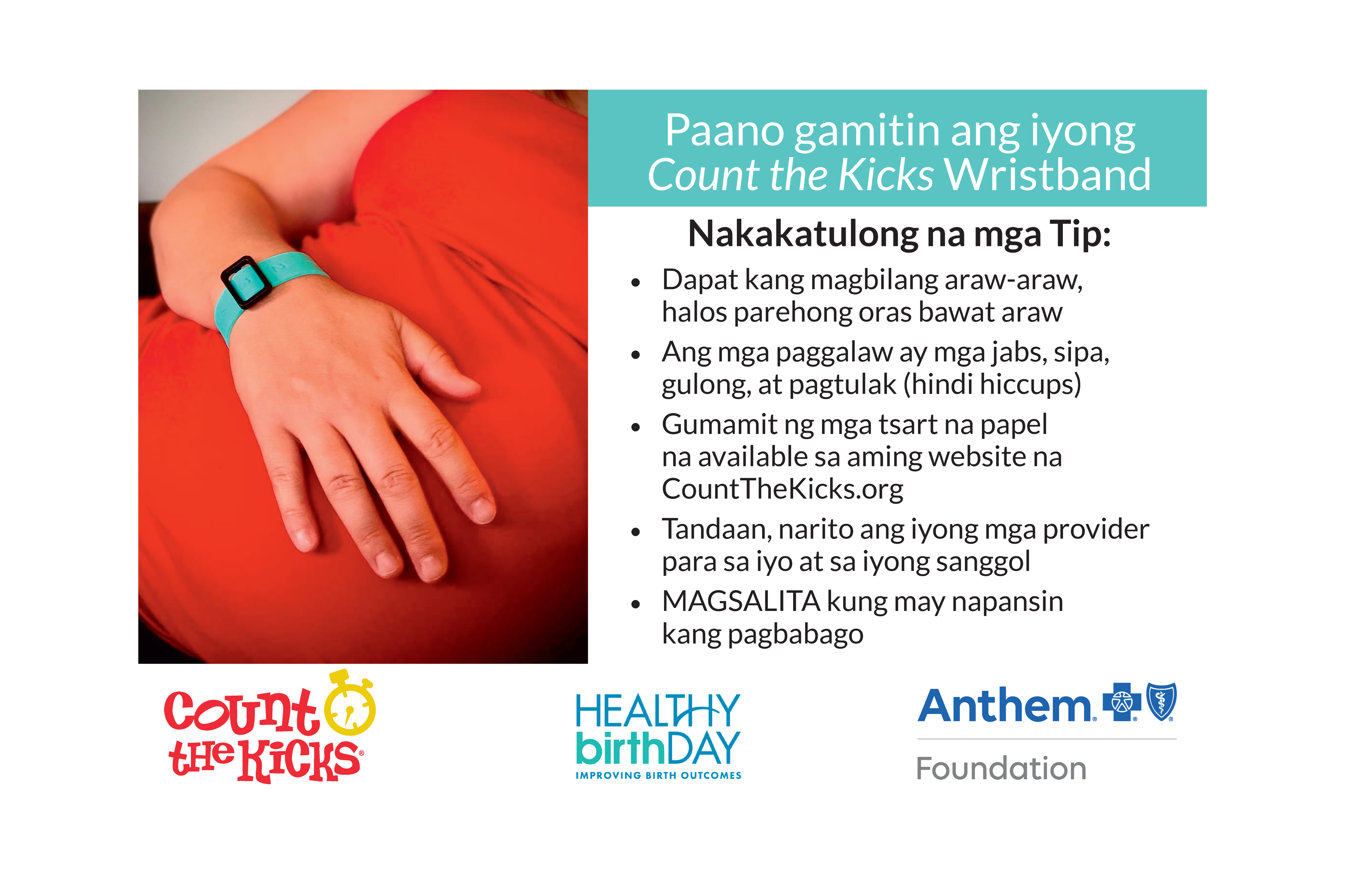 Count the Kicks Wristbands (Tagalog) – CA